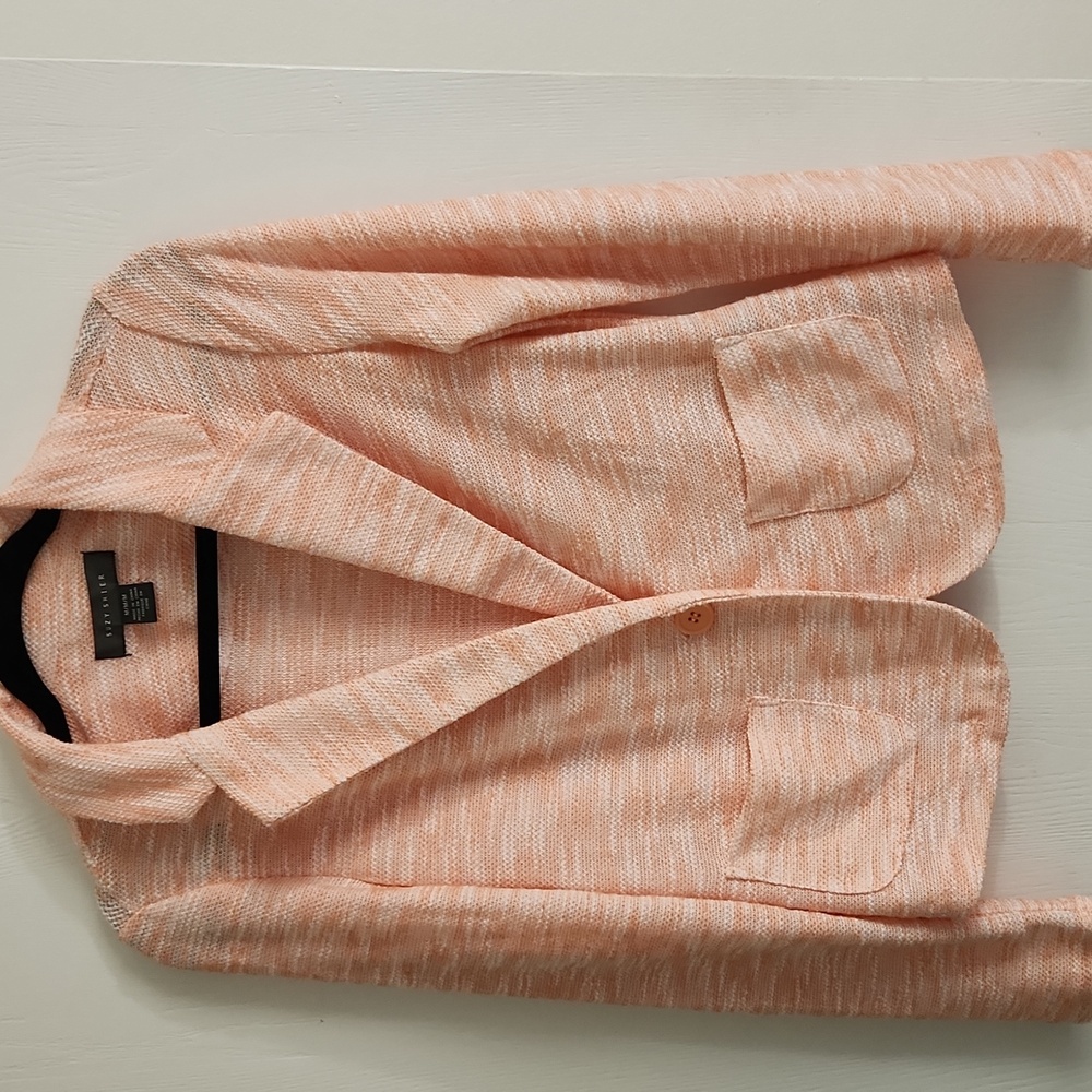 Suzy Shier Women's Coral/Pink White Blazer Medium